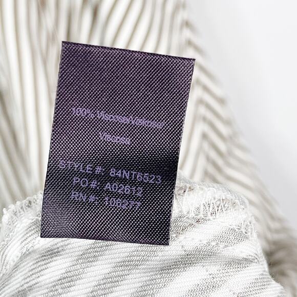 Hale Bob XSmall XS Gadi Twill Striped Midi Dress Taupe White Slit Front Tie Back - Picture 9 of 11